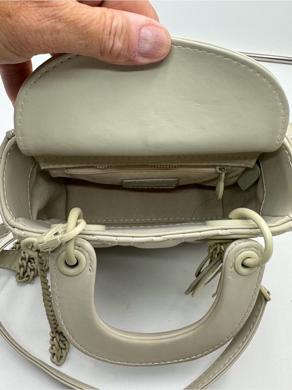 Christian Dior Mini Lady Dior Cannage Beige Bag D15-BO-0160 Made Italy - Picture 4 of 9